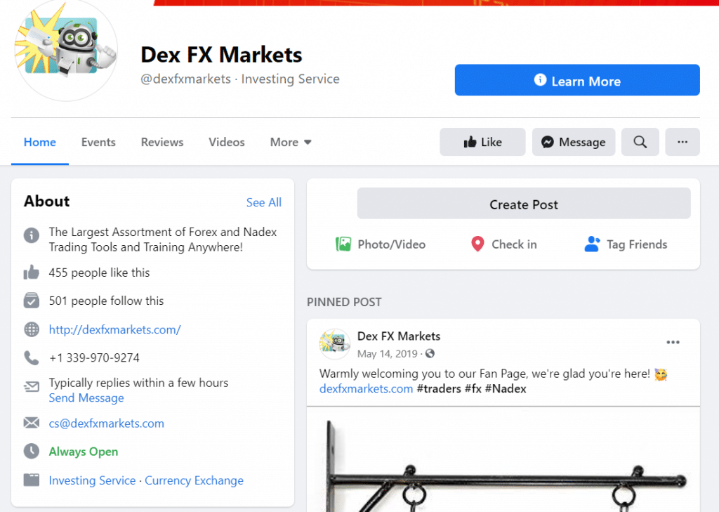 DexFxMarkets Social network profiles
