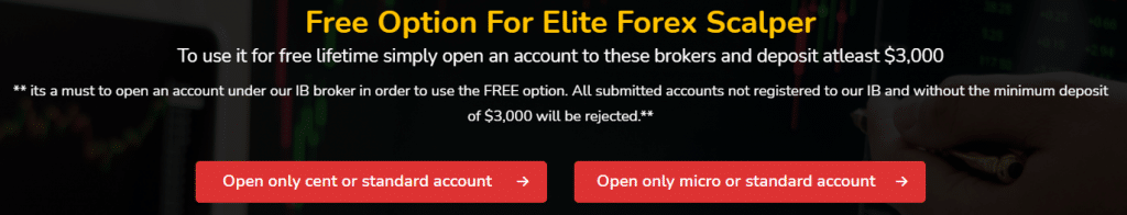 Elite Forex Scalper - register an account and fund it at $3000
