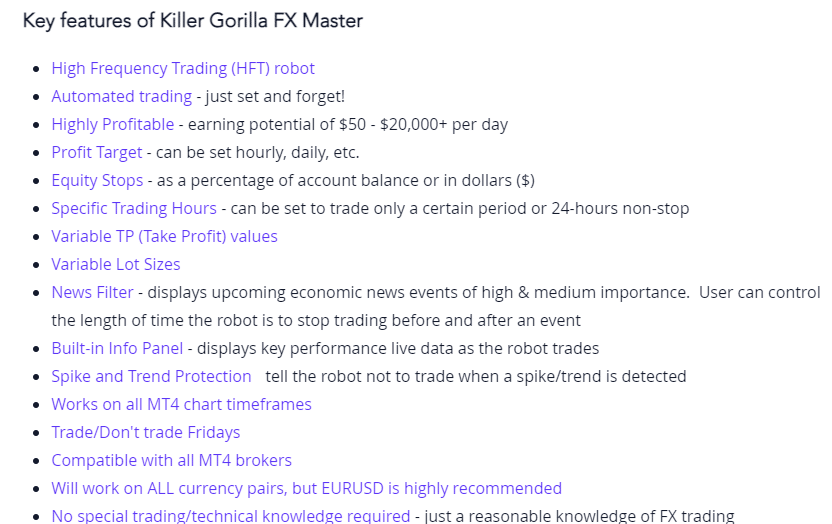 Features of Killa Gorilla FX Master.