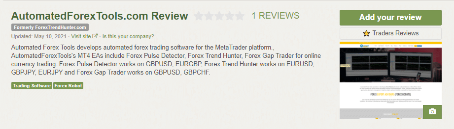 Automated Forex Tools page on FPA.