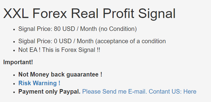 XXL Forex Real Profit pricing.