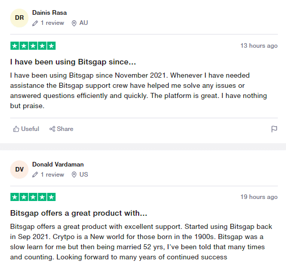 User reviews for Bitsgap on Trustpilot.