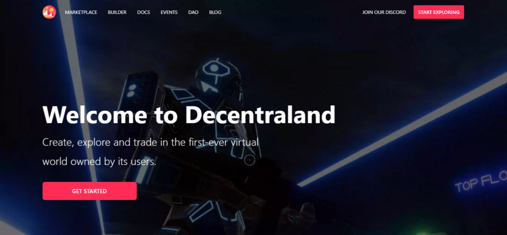 The Decentraland website.