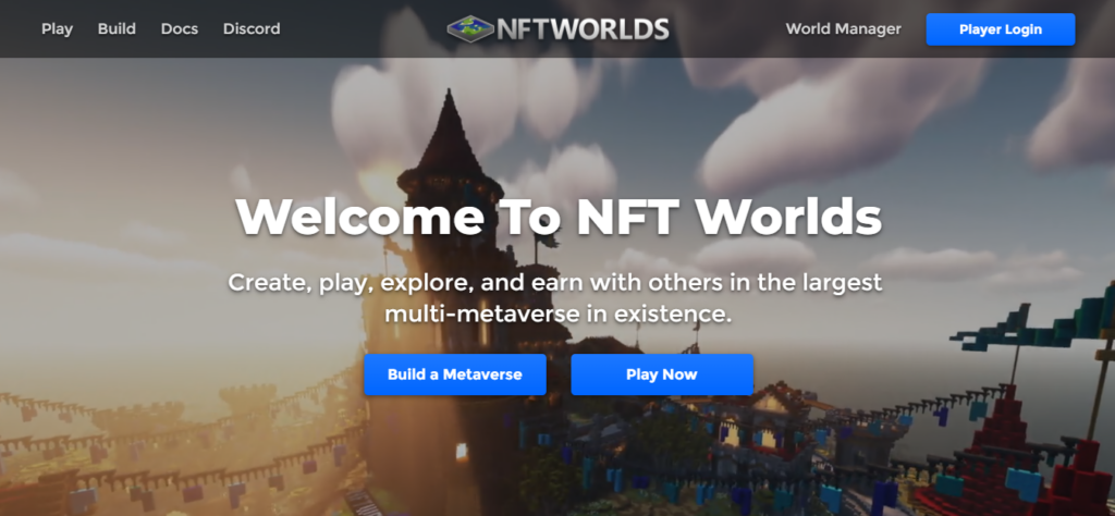 The NFT Worlds website.