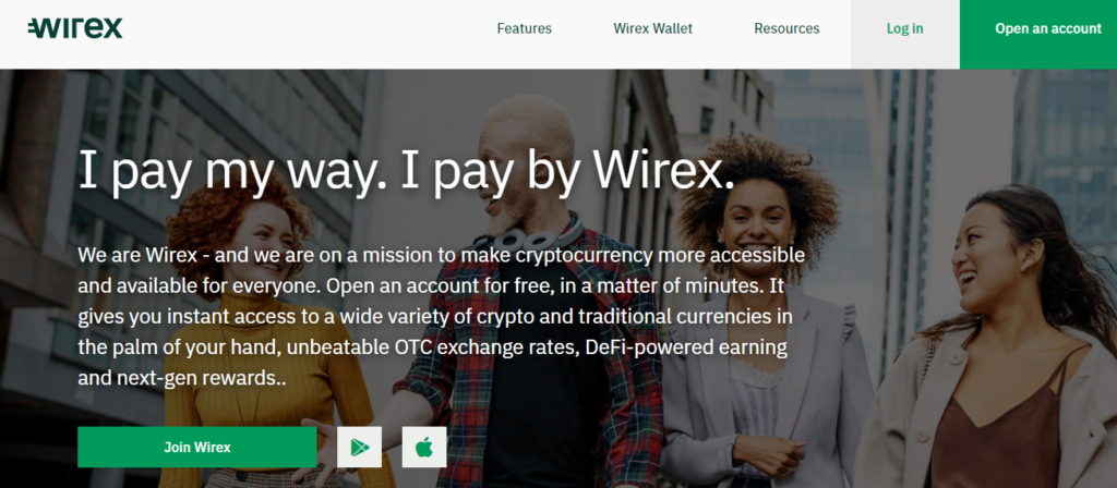 Wirex credit card home page