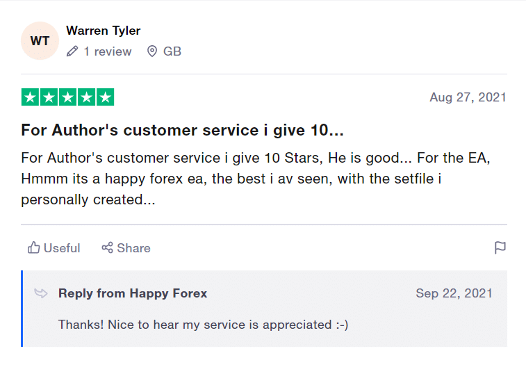 User review from Trustpilot.