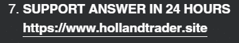 Customer support service provided by Holland Traders.