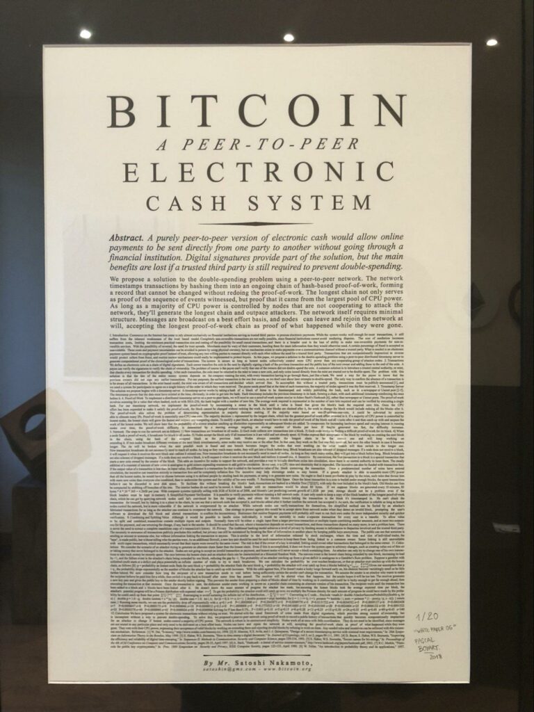 A poster of the Bitcoin whitepaper.