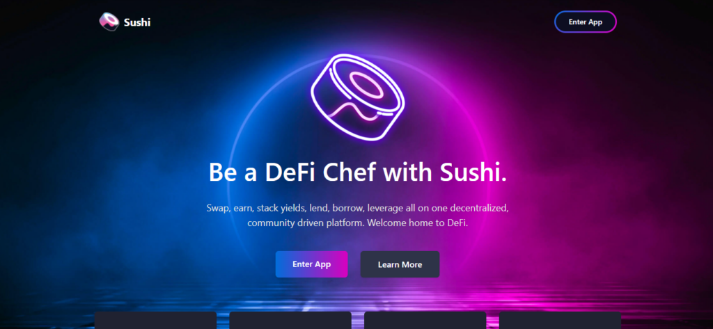 Sushiswap home page