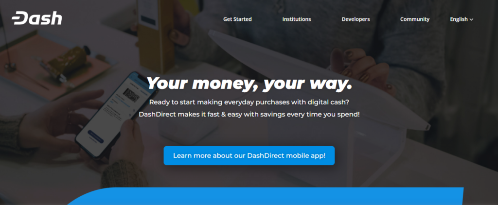 The Dash welcome page.