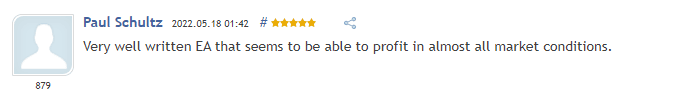 Customer review on the MQL5 website.