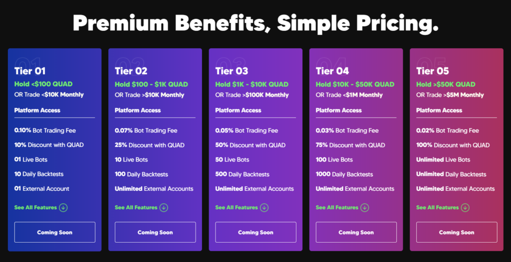The five pricing tiers of Quadency